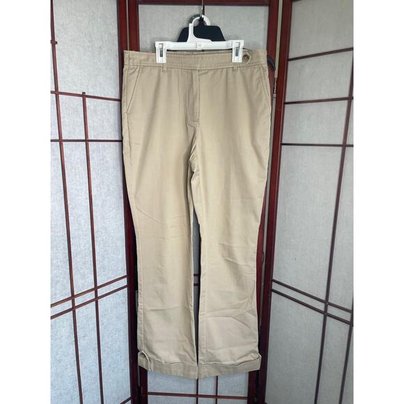Lands' End Cream Khaki Chino Pants Size 6P Petite Button Tab Cuff Trouser - Picture 4 of 11